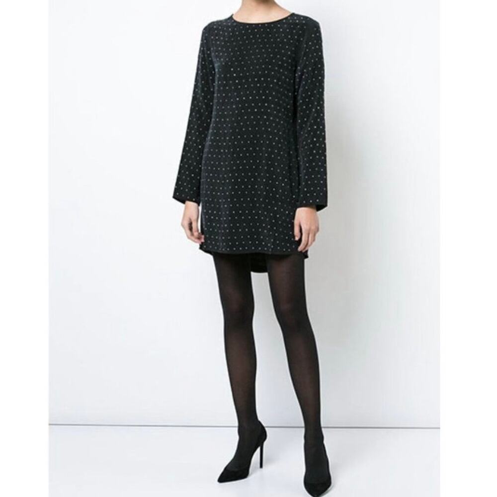 Anine Bing NWT Midnight Rhinestone Studded Long Sleeve Mini Dress Small